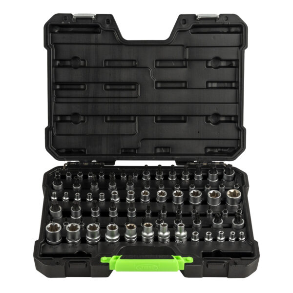 Maleta com soquetes e pontas torx / torx plus de 77 peças