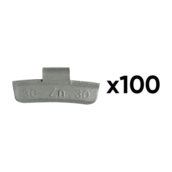 Caixa com 100 contrapesos de zinco de grampo 30gr. especial para roda de liga leve