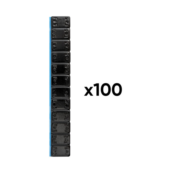 Caixa com 100 contrapesos adesivos de ferro – 60 g (12x5 g) – preto